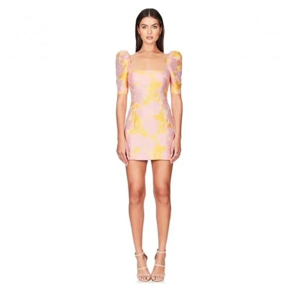 Elegant Pink and Yellow Floral Dress